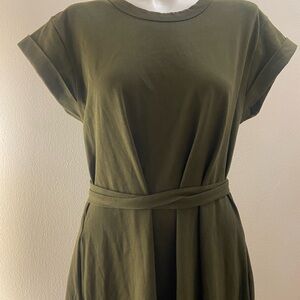La Ligne Andie Green Midi Cotton Dress - Small